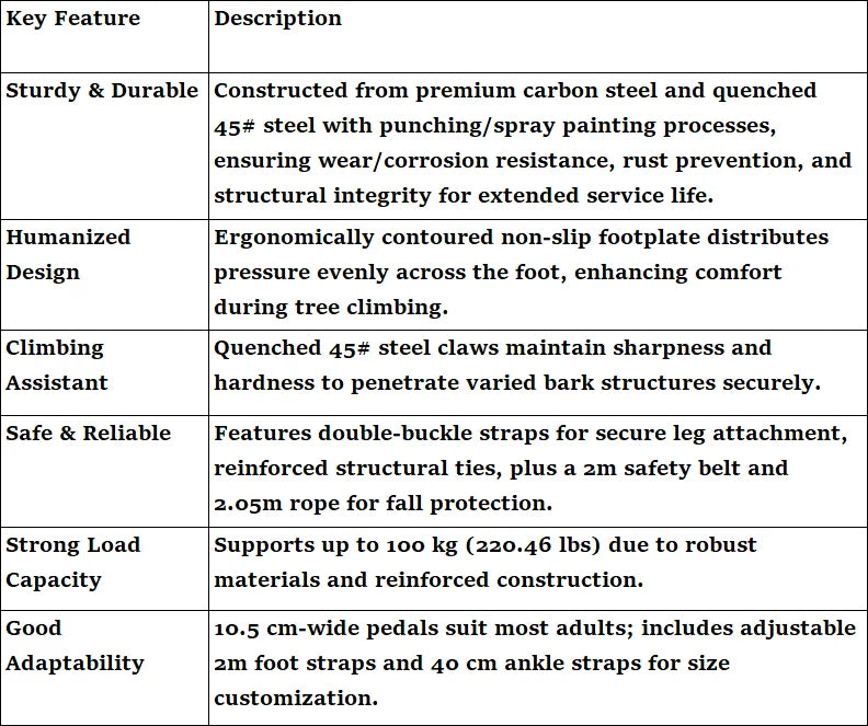 Tree Climbing Spikes Kit w/Safety Harness Gloves Double Teeth Tree Climbing Gear Climber Arborist Aider Tool