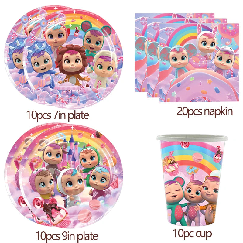 Cry Babies Birthday Party Decorations Tableware Set - Smarsty