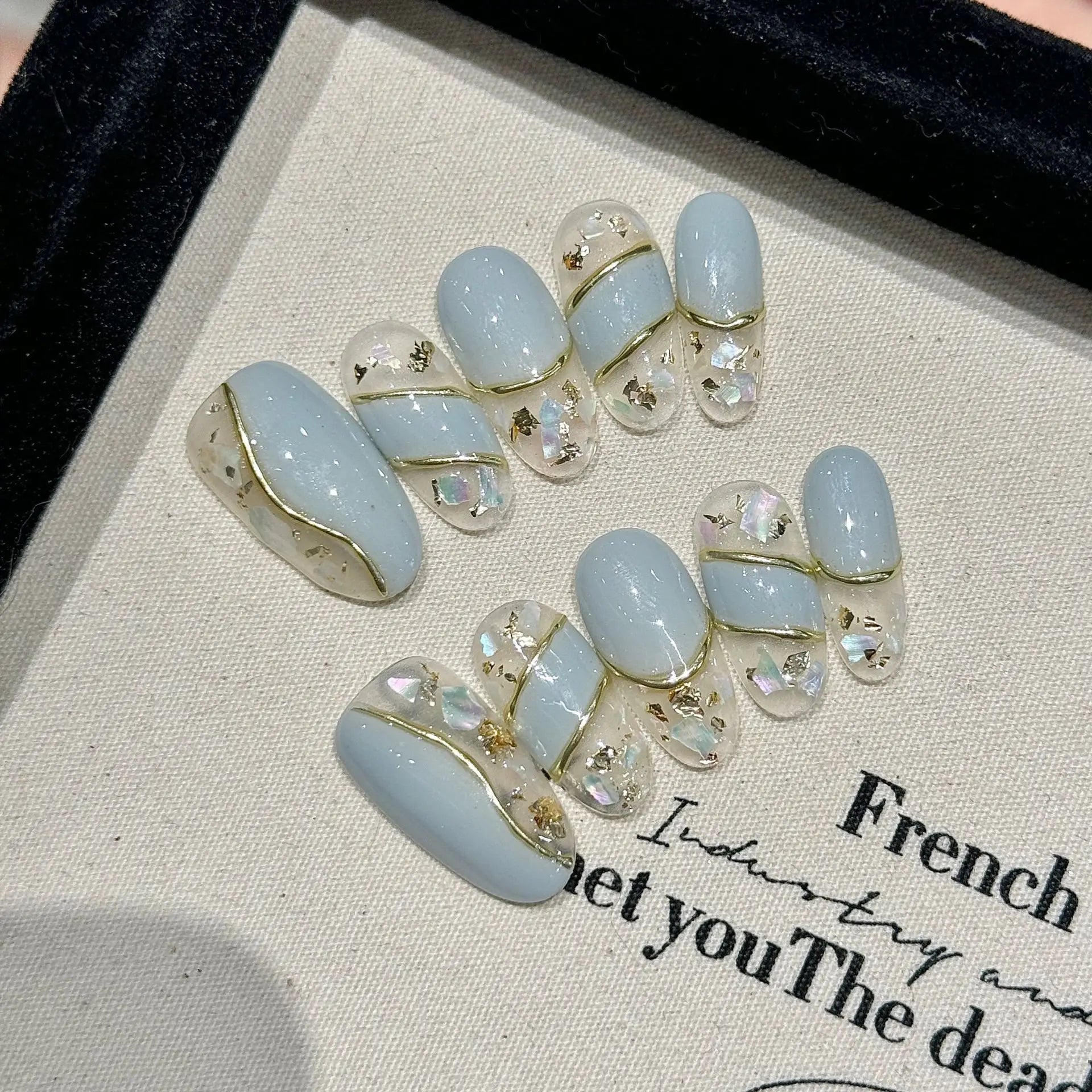 Handmade Press On Nails in Sweet Pink Blue Colors - Smarsty