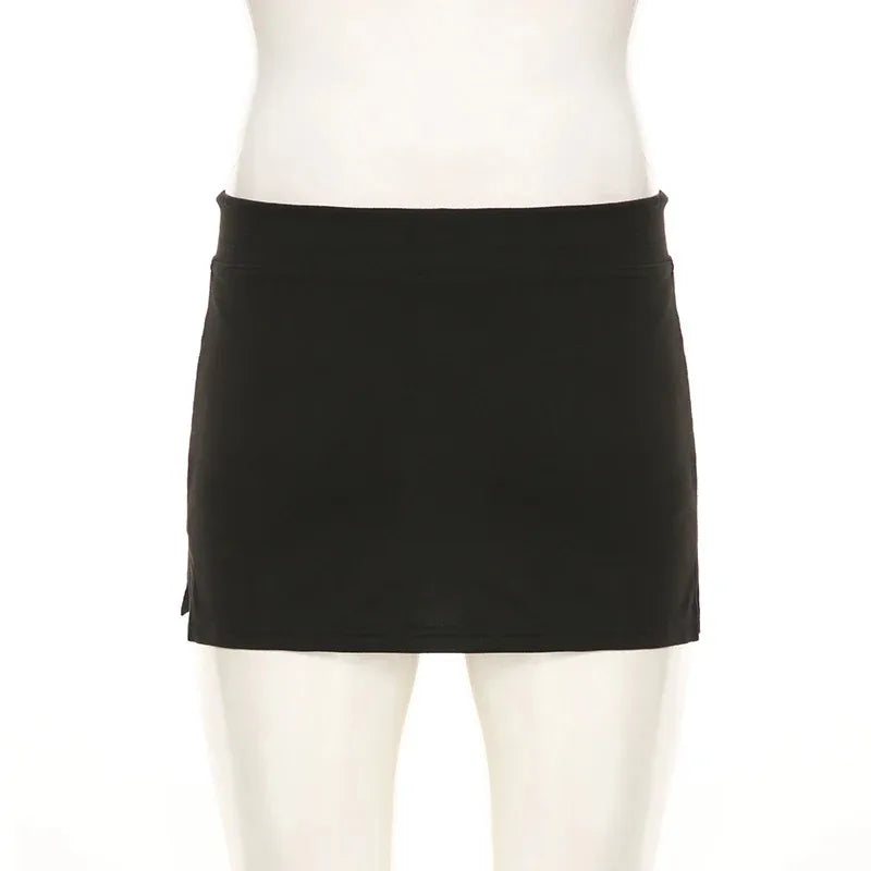 Solid Lace-up Mini Skirts Sexy American Retro Basic Vintage Casual Short Bottoms Basic Casual A-Line Knit Clothing - Smarsty
