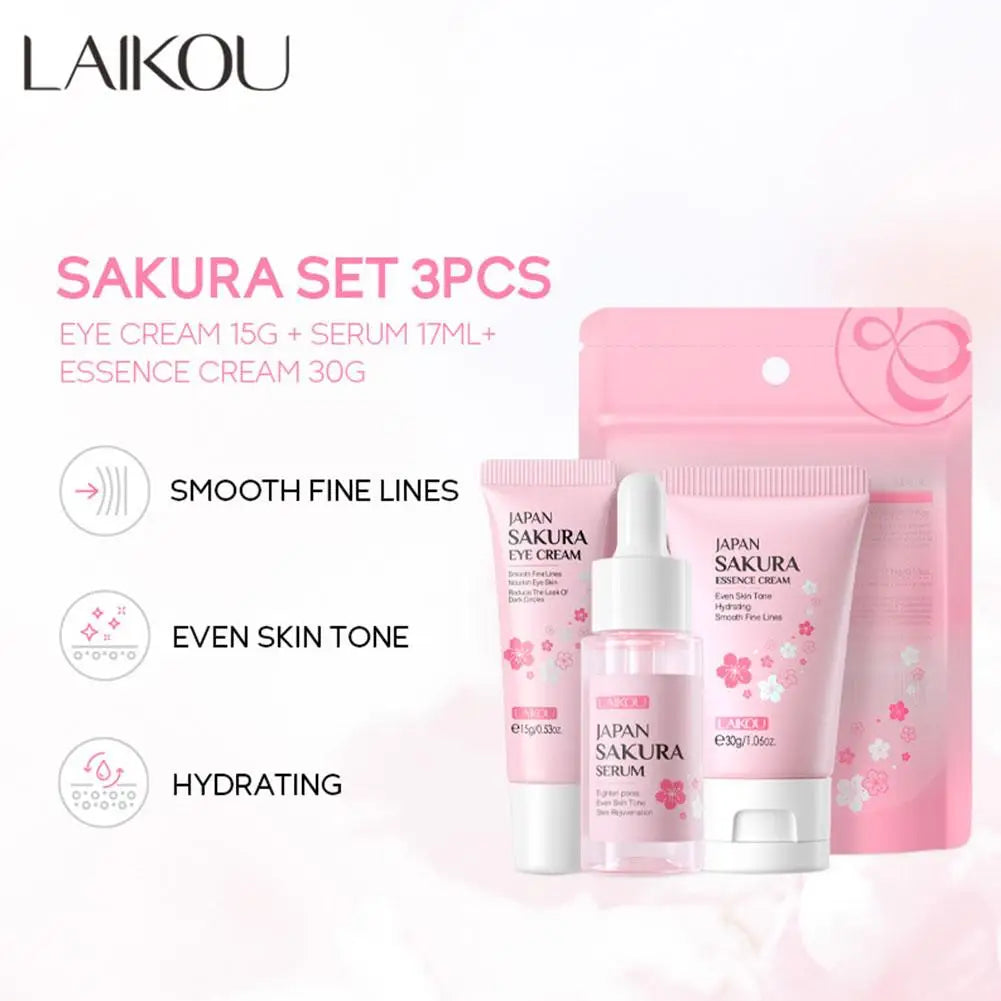 5/3pcs/Set Sakura Skin Care Sets Face Cream Serum Toner Facial Cleanser Sunscreen Eye Cream Gift Box Face Skin Care Set Product - Smarsty