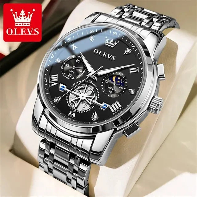 OLEVS Luxury Quartz Watch with Moon Phase Feature - Smarsty