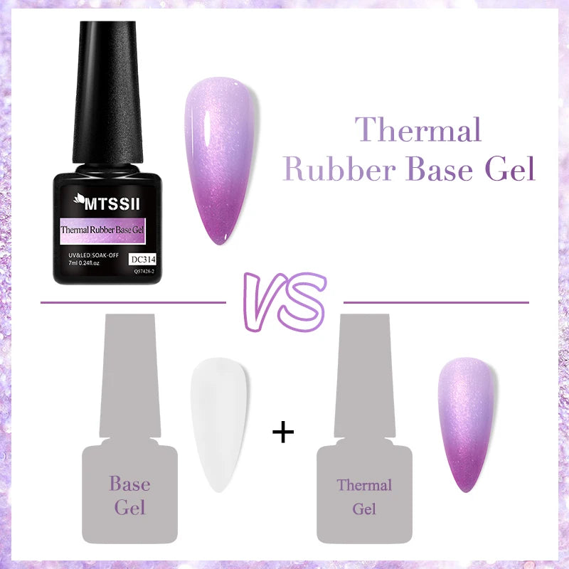 Auroras Thermal Rubber Base Gel Nail Polish Long Lasting Glitter - Smarsty