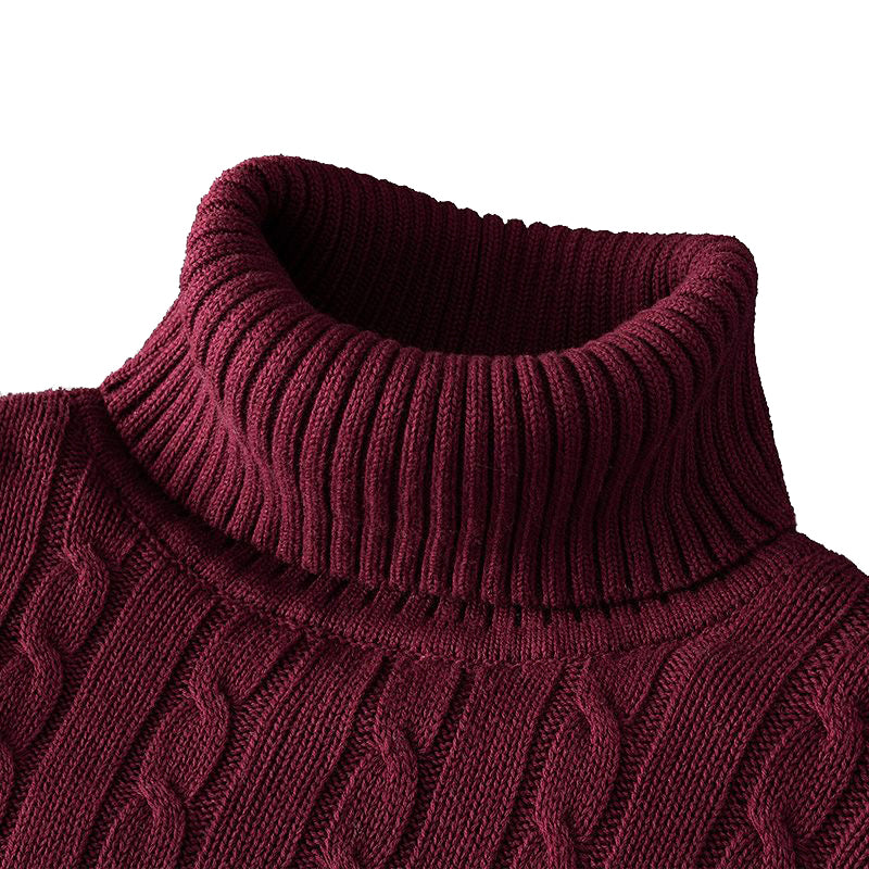 New Turtleneck Sweater Casual Men's Rollneck Knitted Sweater Keep Warm Men Jumper Woolen Sweater - Smarsty