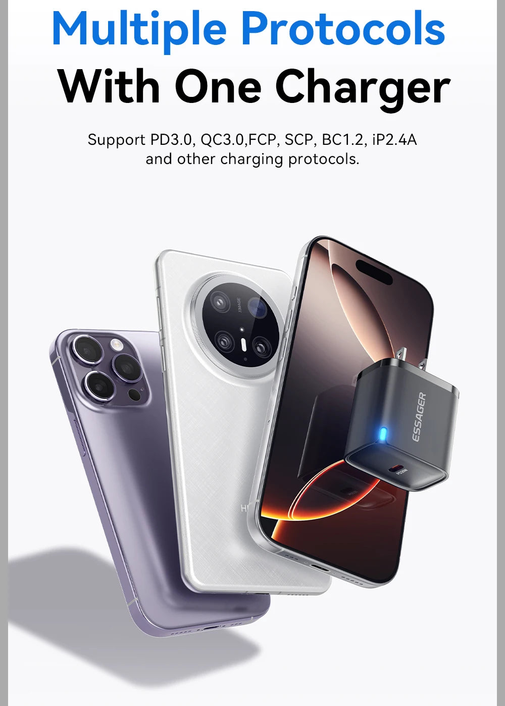 Essager Mini 30W Type C Charger PD QC3.0 Fast Type C Charger For iPhone 16 15 14 13 Pro Samsung S25 Xiaomi iPad Travel Adapter - Smarsty