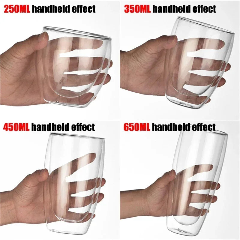 Double Wall Borosilicate Glass Mug Set for Hot Drinks - Smarsty