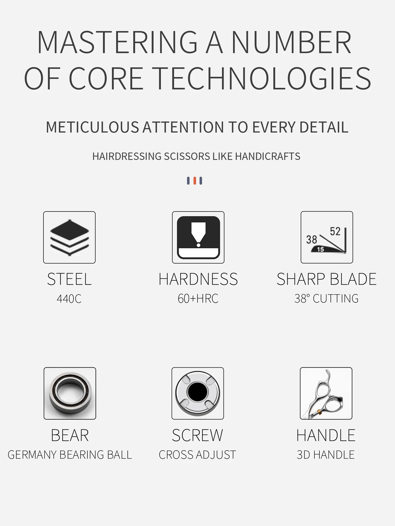 Titan 3D Professional Hair Cutting Scissors 6 Inch - Smarsty