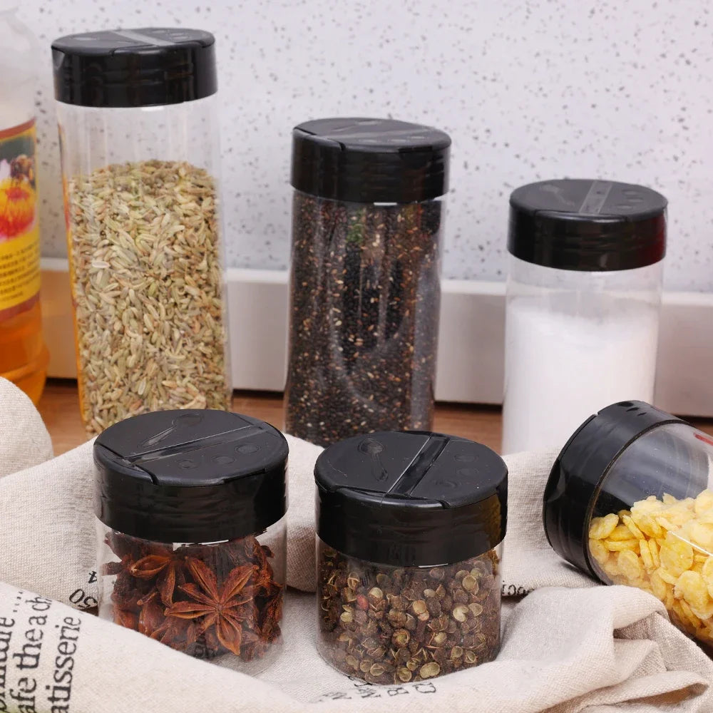 1/12x Plastic Spice Jars with Shaker Lids Transparent Safety Plastic Bottles for Home Kitchen Storing Spices Seasoning Powders by Smarsty