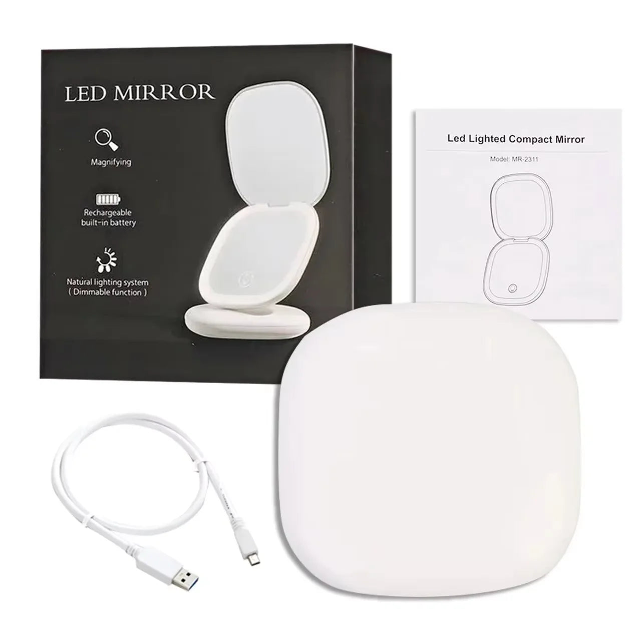 Compact LED Makeup Mirror with 5X Magnification and Dual Sides - Smarsty