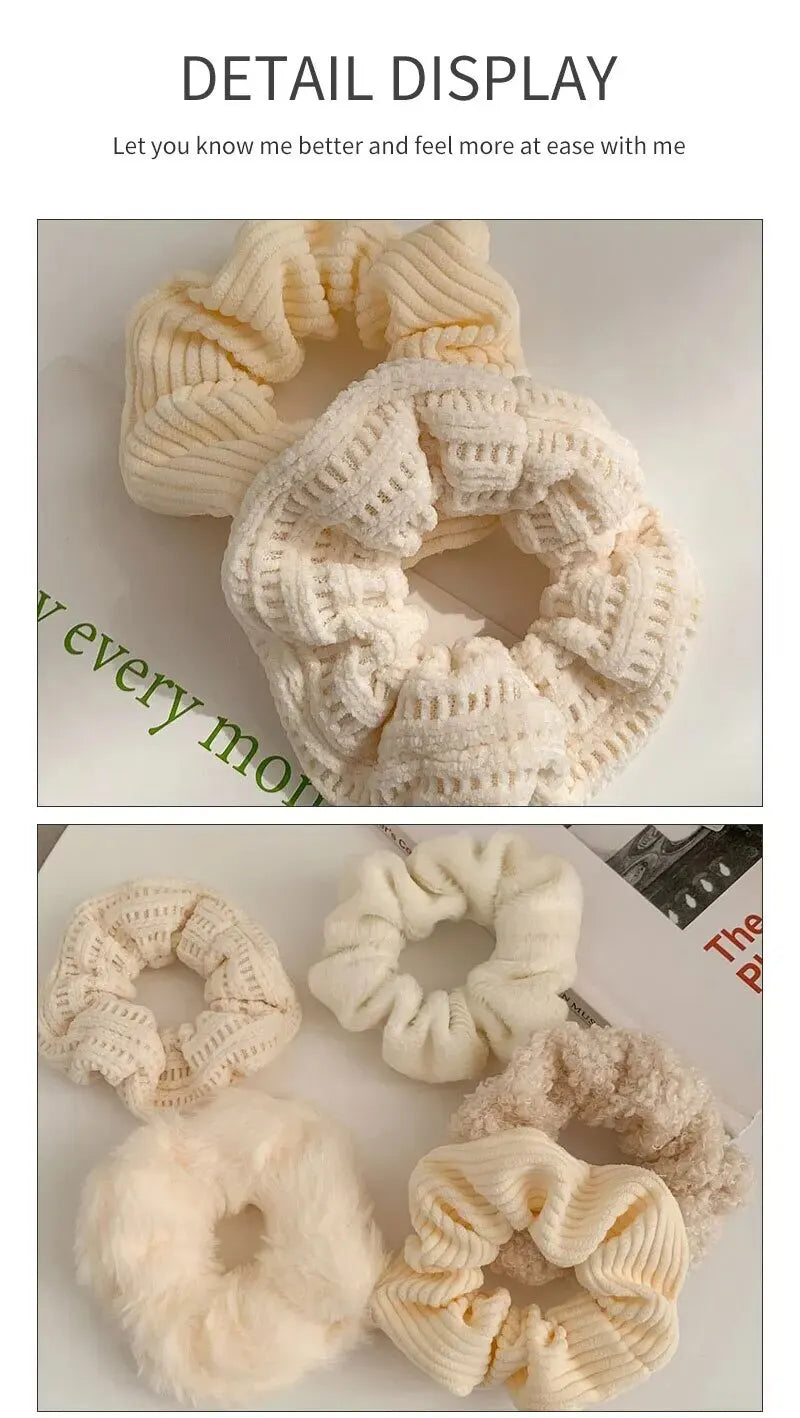 Plush Hair Scrunchies Set Soft Elastic Ponytail Holders - Smarsty