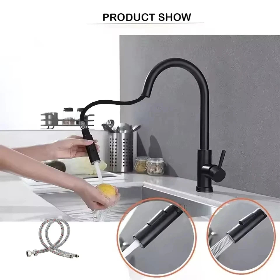 304 Chrome Kitchen Faucet with Pull-Out Spray Feature - Smarsty