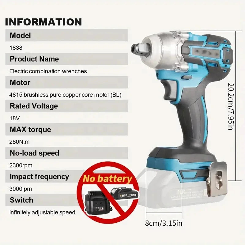 Cordless Rechargeable Electric Wrench with 320N.m Torque - Smarsty