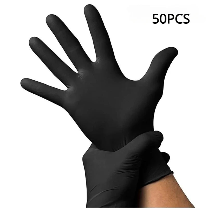50/20PCS Disposable Black Nitrile Gloves Latex Free Waterproof Durable Suitable for Kitchen Food Processing Beauty SalonFamily - Smarsty