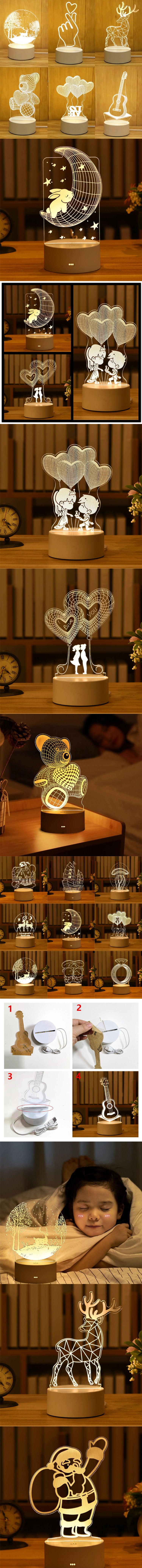 Romantic 3D Acrylic LED Night Light for Kids - Smarsty