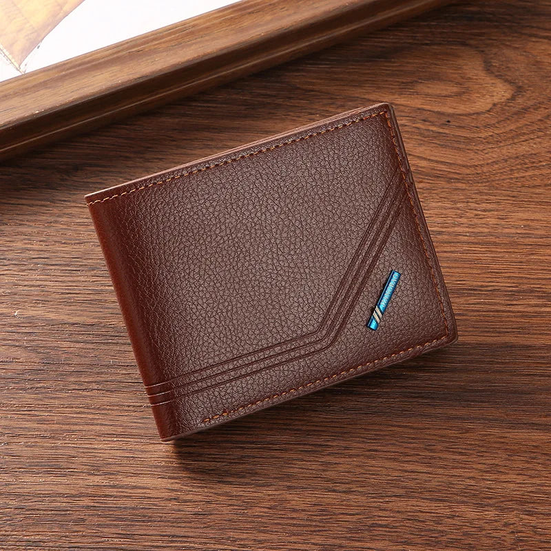 Men Short Bifold Faux Leather Masculina Billetera Credit ID Card Holder Wallet Billfold Purse Clutch Solid Hombre Business Slim - Smarsty