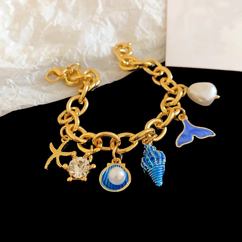 Starfish Shell Conch Bracelet for Women Summer Beach Jewelry - Smarsty