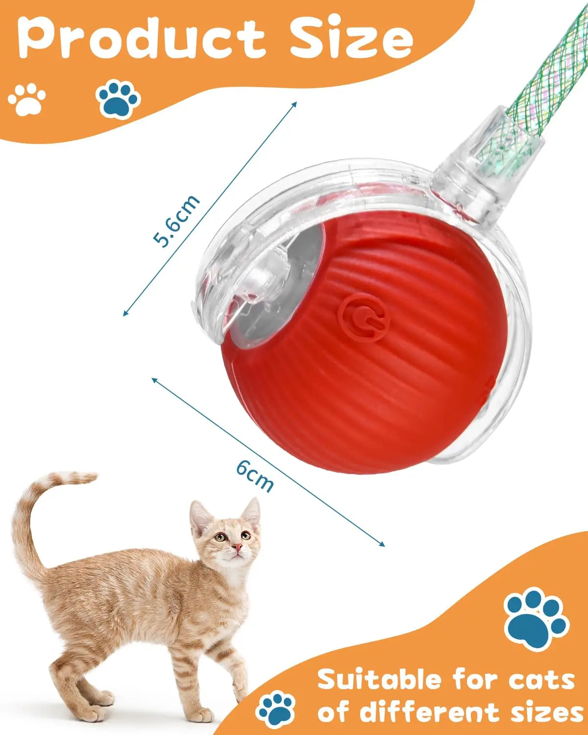 Interactive Cat Toy Ball With Rechargeable Tail - Smarsty