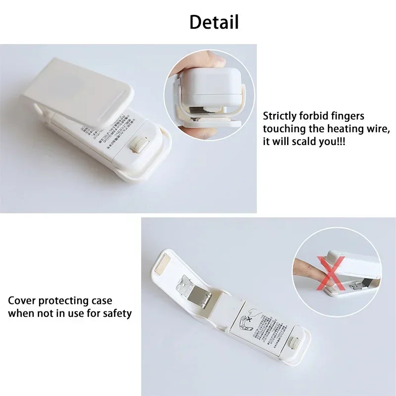 1pc Mini Handheld Snack Sealer,Compact ABS Plastic Bag Sealer for Freshness, Easy-to-Use Kitchen Gadge,Portable Sealer Packaging