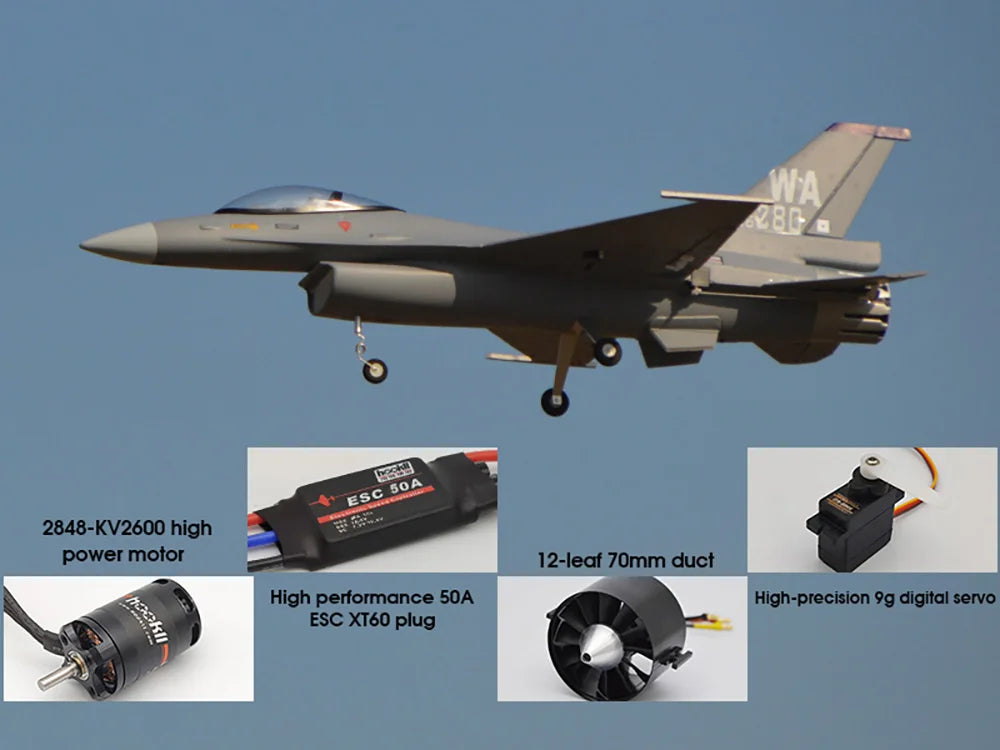 Hookll 710mm EDF Plane Jet F16 Fighting Falcon 70mm Ducted Aircraft RC Airplane KIT/PNP