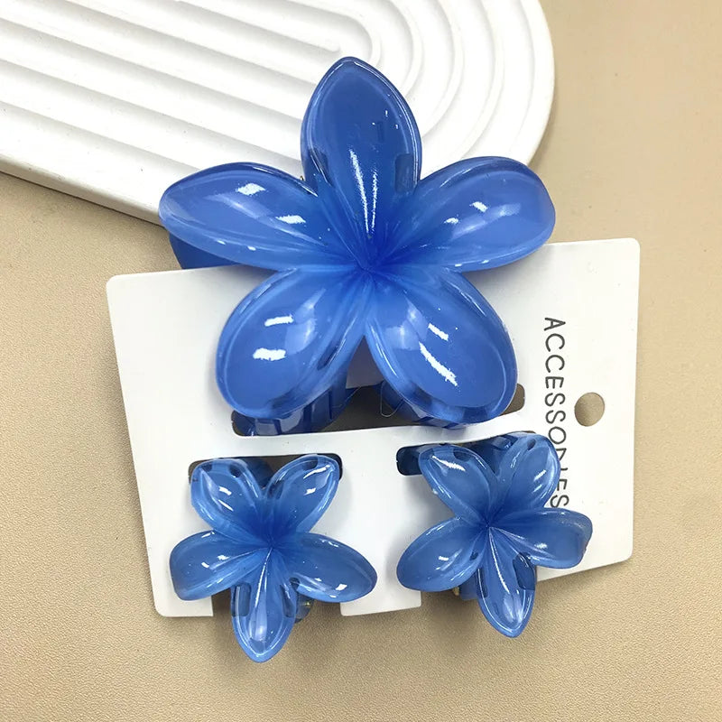 Bohemian Plumeria Hair Claw Clips Set Lightweight Beach - Smarsty