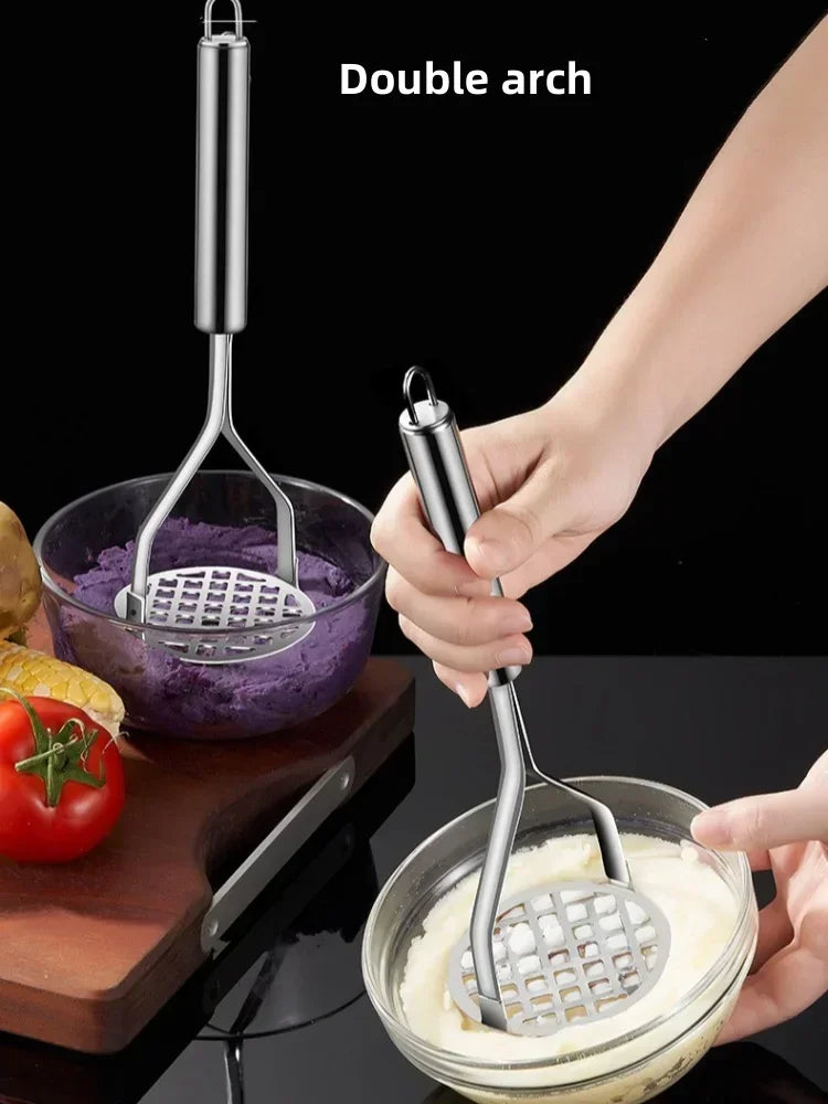 Stainless Steel Potato Masher Pumpkin Garlic Vegetable Fruit Easy Mud Press Grinder Children Food Crusher Kitchen Accessories
