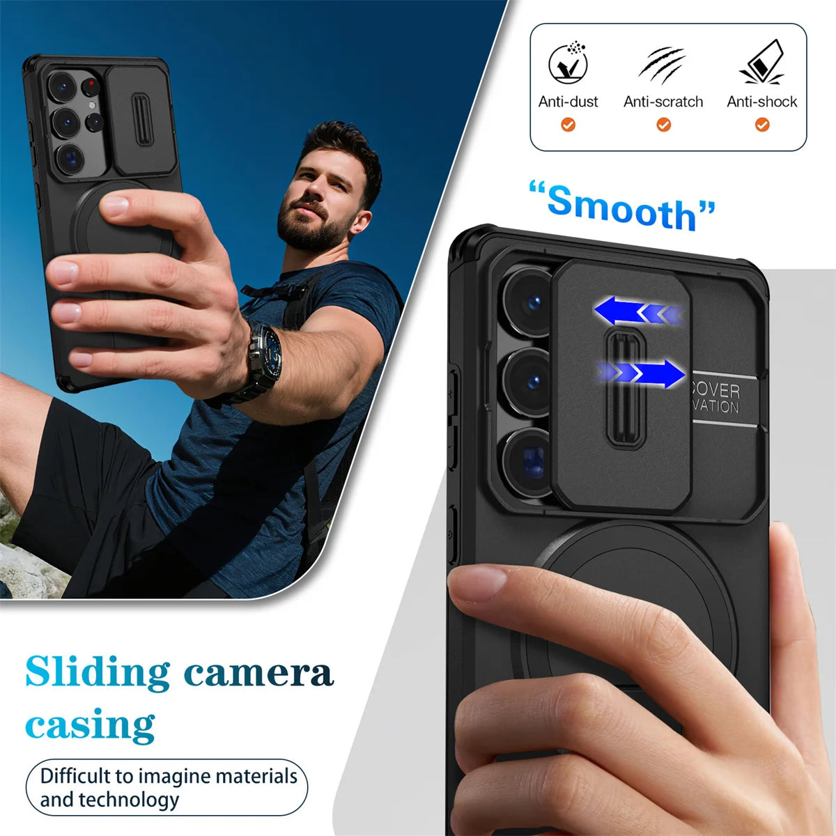 Lens Protect Camera Phone Case for Samsung S25 FE S24 S23 Ultra S22 Plus A17 A36 A56 A16 A15 A35 A55 Magnetic Kickstand Cover