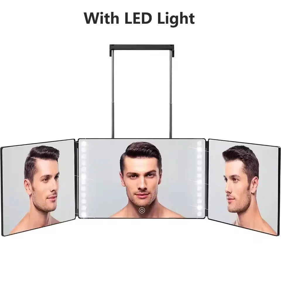 Trifold LED Makeup Mirror with Adjustable Height - Smarsty