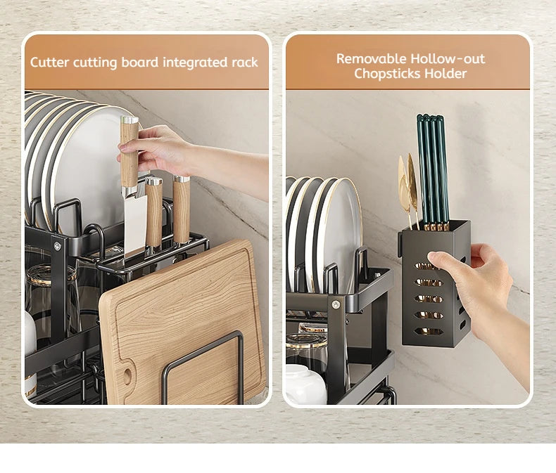 Stainless Steel Dish Drying Rack Adjustable Kitchen Plates Organizer with Drainboard Over Sink Plate Drainer Storage Organizer by Smarsty