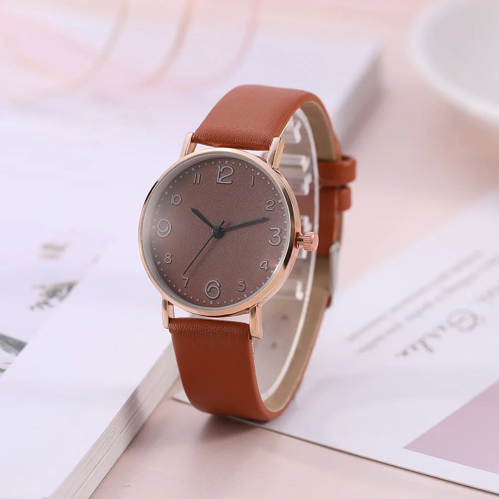 Women Casual Leather Analog Watch with Arabic Numbers - Smarsty