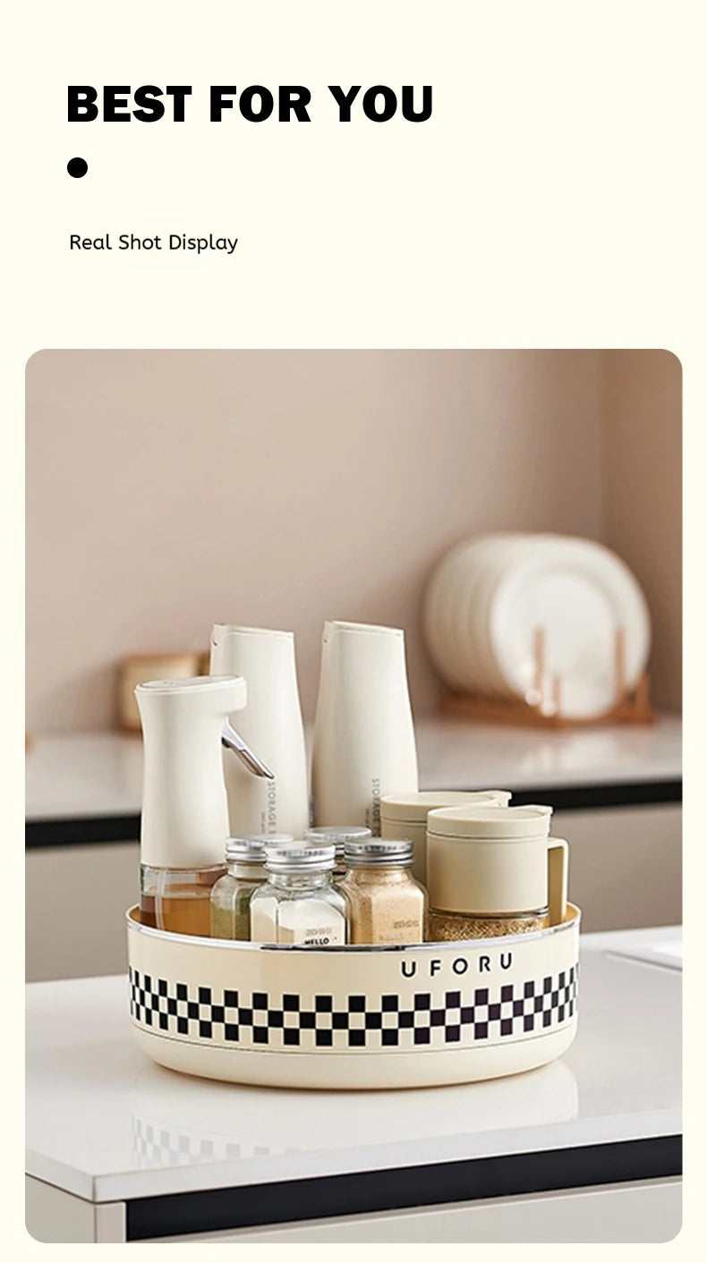 Multifunctional Adjustable Kitchen Rack, Large Capacity Condiment Box Storage , Plastic Material Tabletop Fruit Platter