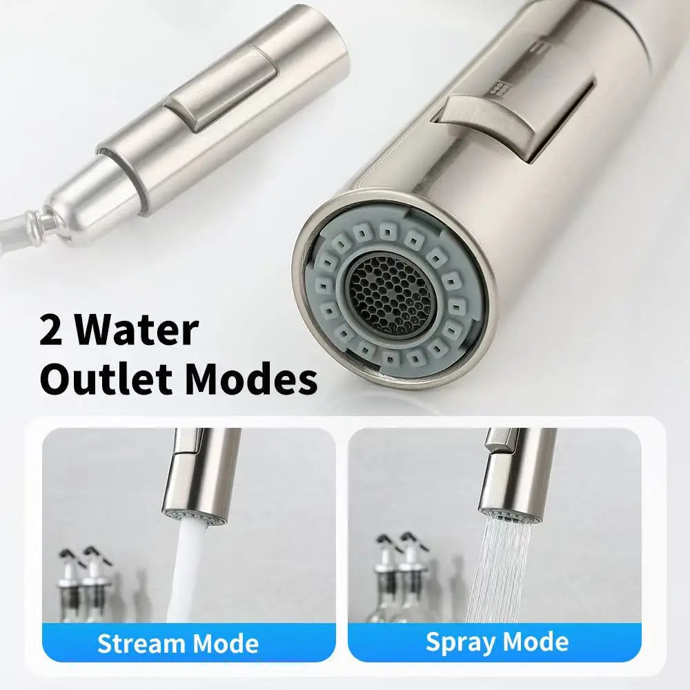 Brushed Nickel Pull Out Kitchen Faucet with Single Handle - Smarsty
