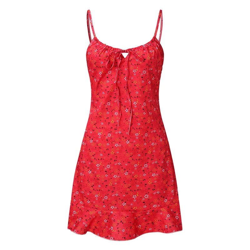 Women's Sexy Casual Home Small Floral Camisole Dress Summer Comfortable Skirt - Smarsty