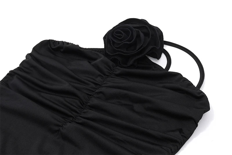 WhereMery Elegant Women Solid Sleeveless Slim Dress Aesthetic Oblique Strap Backless Prom Dresses Fashion Evening Party Clothing - Smarsty