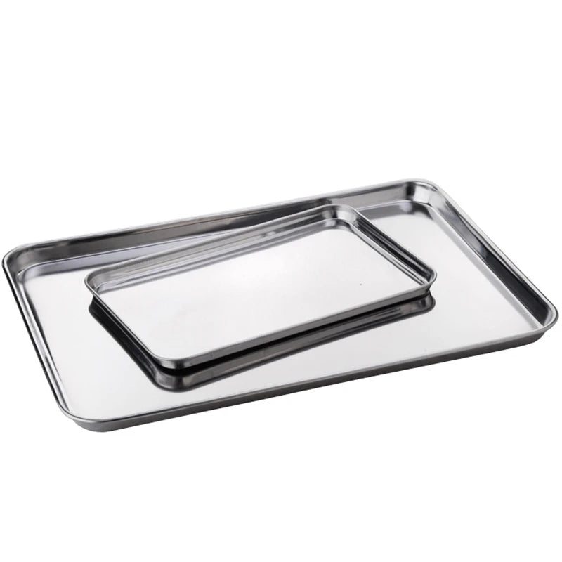 Rectangle Steamed Sausage Noodles Storage Trays Stainless Steel Fruit Dish Restaurant Hotel Kitchen Pastry Food Baking Plates by Smarsty