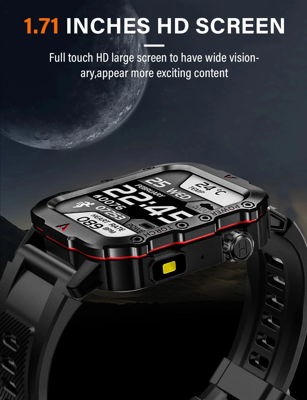 LAXASFIT Men Sports Smart Watch with Blood Oxygen Monitor - Smarsty