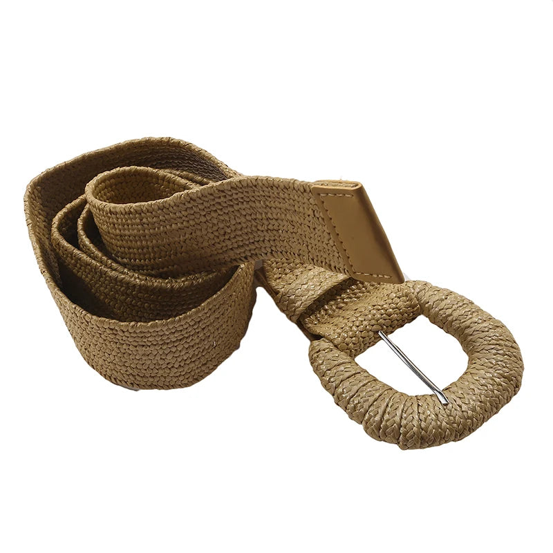 Retro Women Braided Wide Pin Buckle Belt Summer Fashion - Smarsty