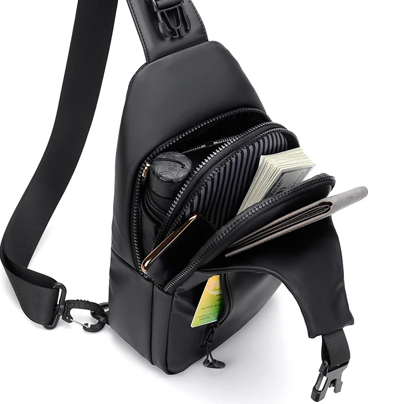 Mens USB Port Chest Bag For Daily Commute And Traveling - Smarsty