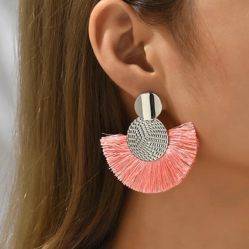 Bohemian Big Tassel Drop Earrings for Stylish Wedding Look - Smarsty