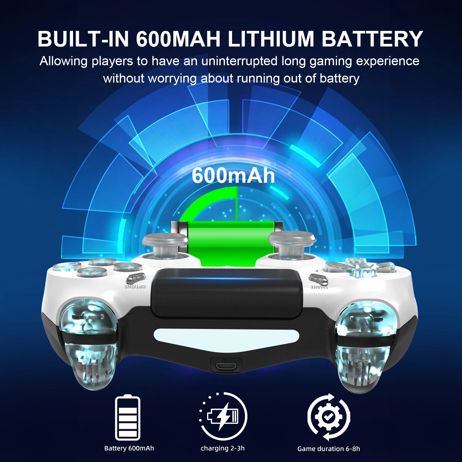 GAMINJA RGB Wireless Game Controller With Dual Vibration - Smarsty