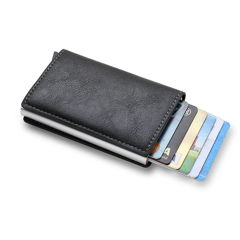 Anti Rfid Carbon Fiber ID Credit Card Holder Men Wallets Mini Automatic Pop up Bank Cardholder Case Minimalist Vallet Choice