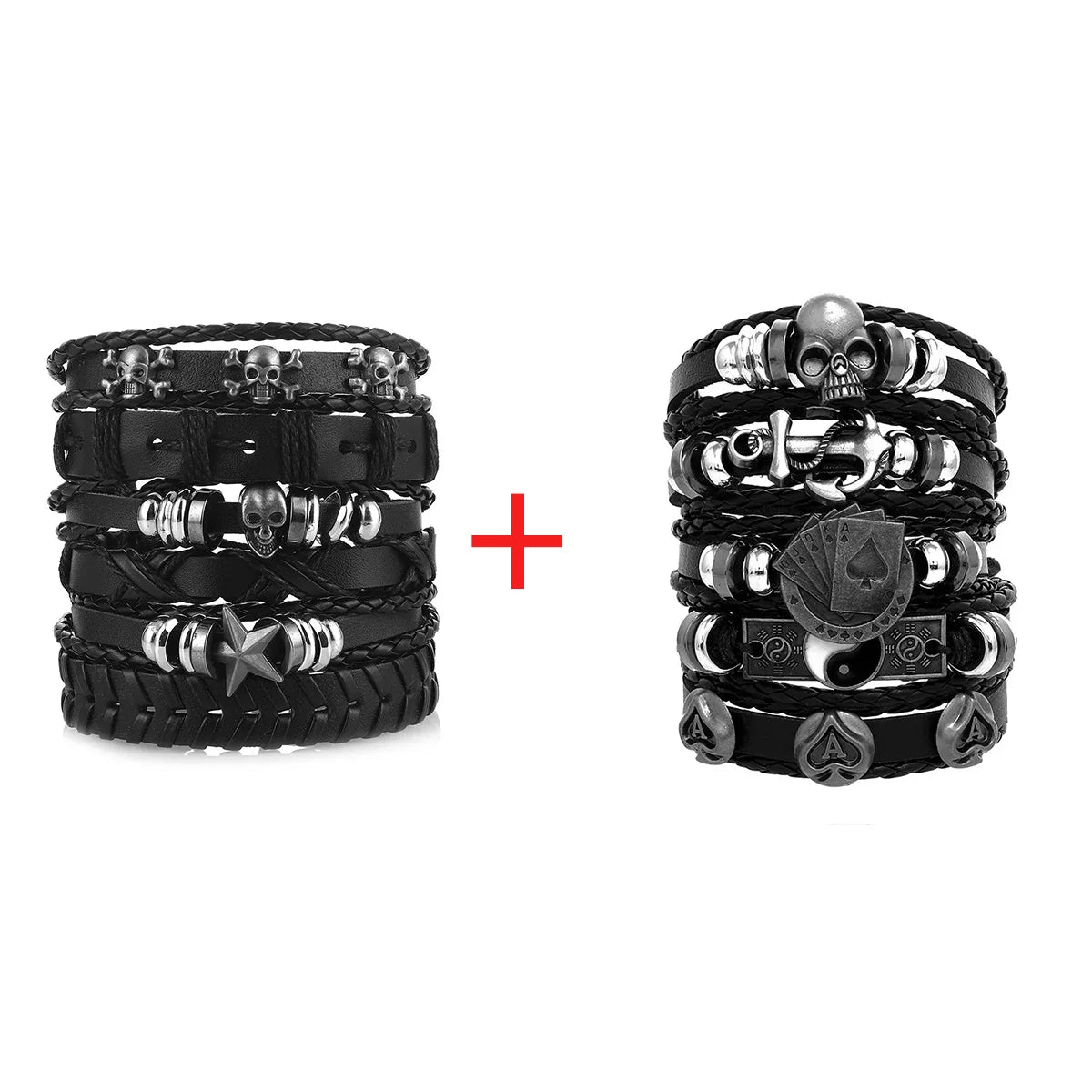 Viking Leather Bracelet For Men Adjustable Skull Design - Smarsty