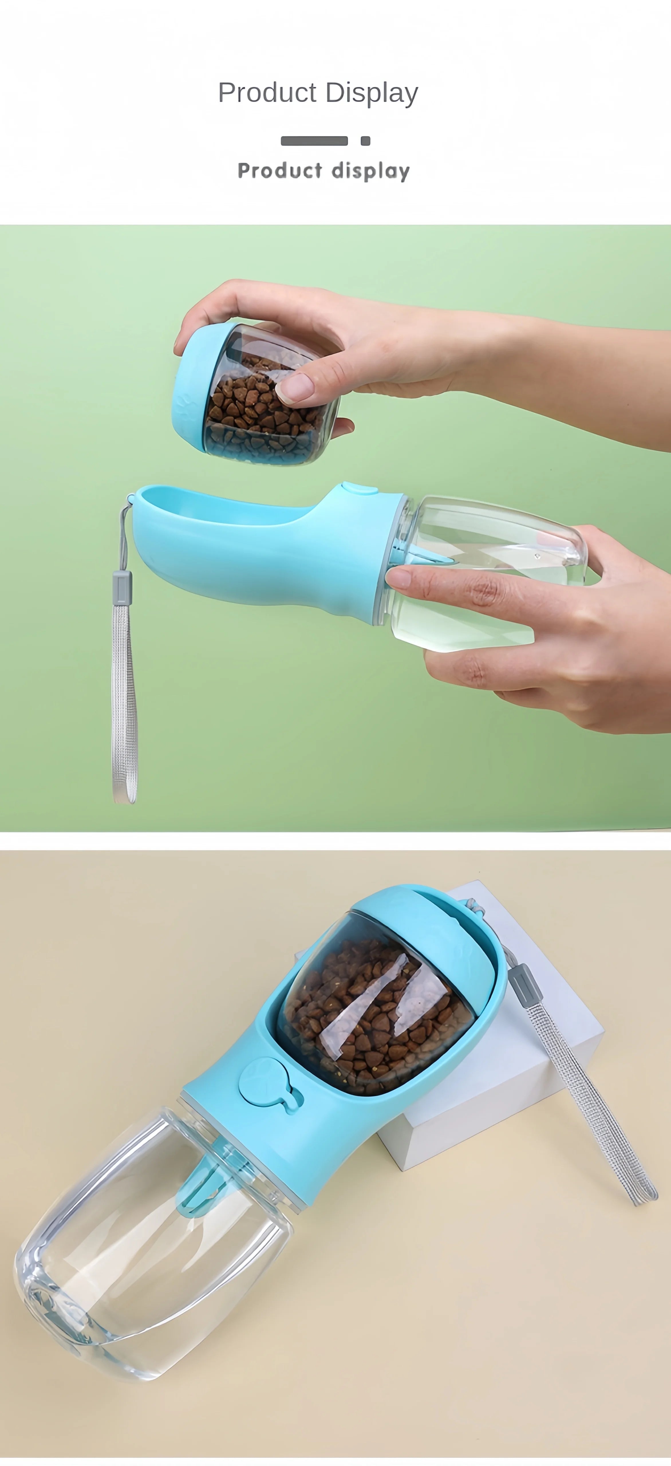 Portable Dog and Cat Water Bottle with Food Storage - Smarsty