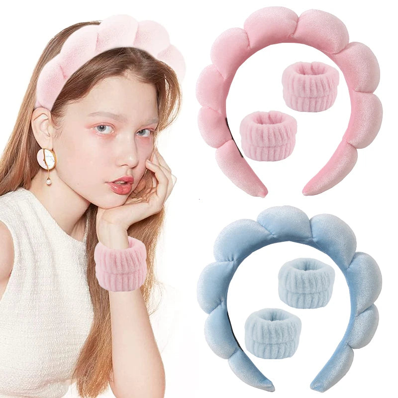 Soft Puffy Sponge Headband For Makeup Retro Terry Cloth - Smarsty