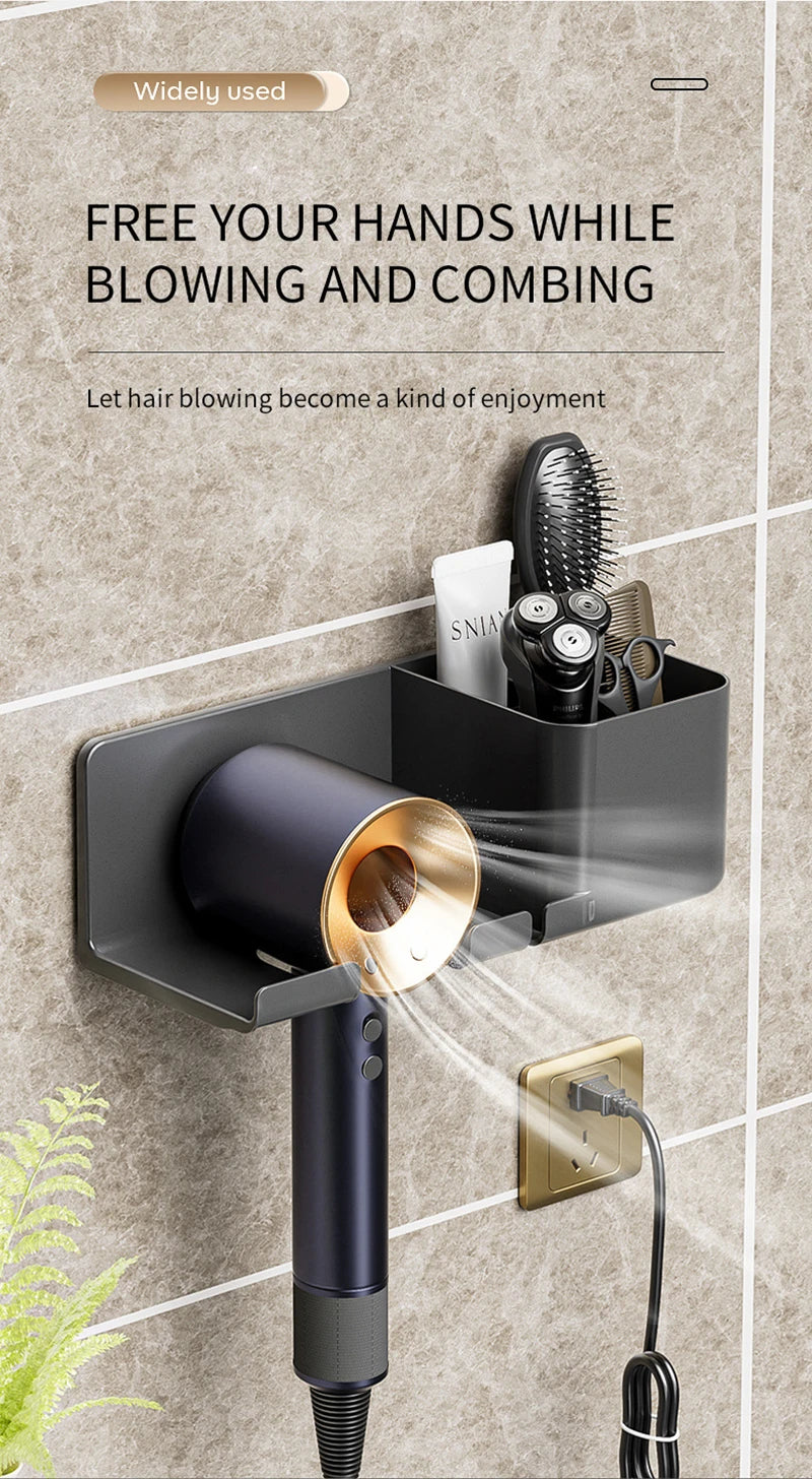 Wall Mounted Hair Dryer Holder Organizer for Bathrooms - Smarsty