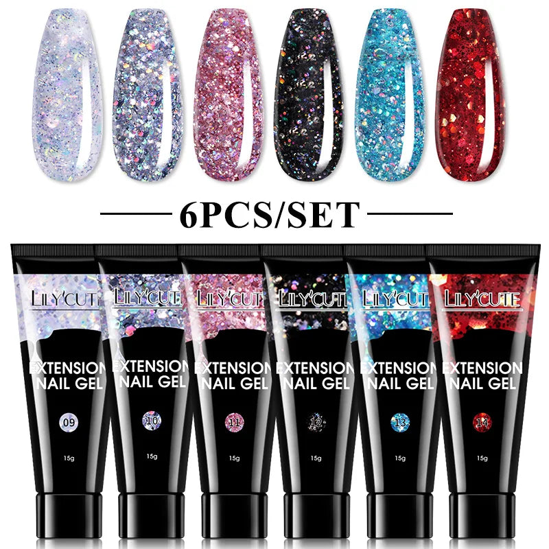 LILYCUTE Nail Gel Set with 6W LED Lamp for Quick Manicure - Smarsty