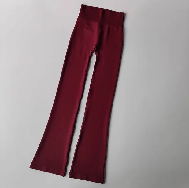 High Waisted Compression Without Awkward Lines Micro Flared Yoga Outdoor Wear Seamless Elastic Fitness Pants Lifting Leggings - Smarsty