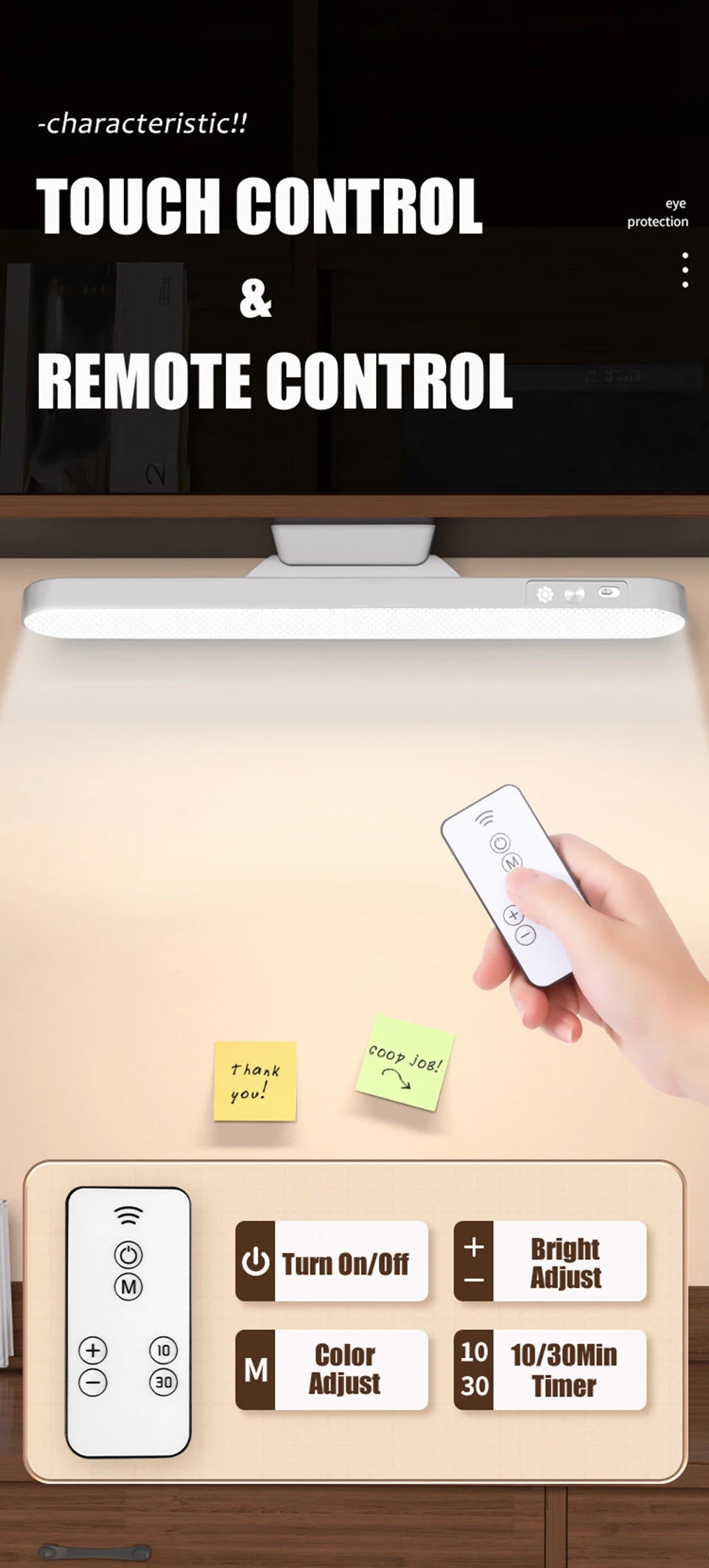 LED Desk Lamp with Magnetic Base and Dimmable Light - Smarsty