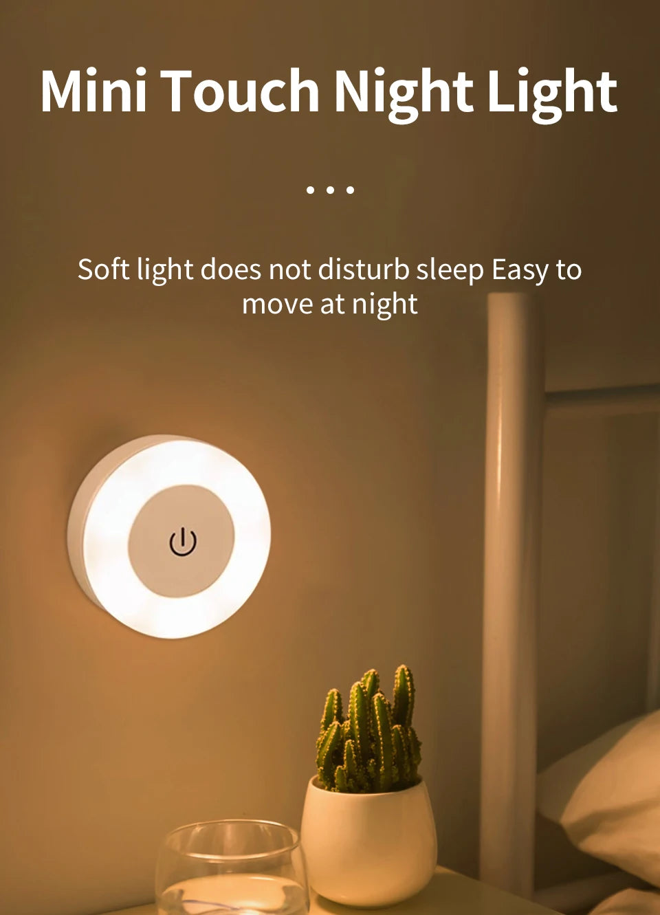 Rechargeable LED Night Light with Dimmable Touch Switch - Smarsty