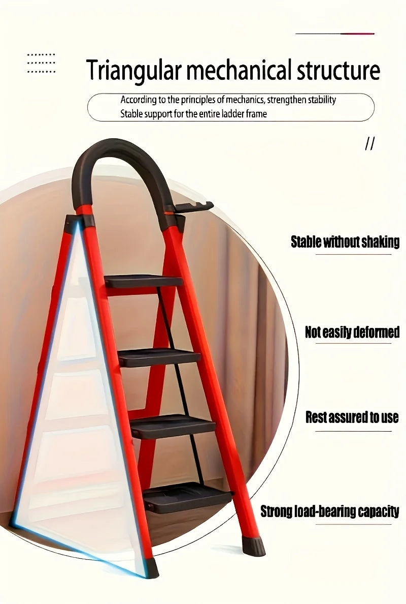 4-step ladder set: multifunctional foldable lightweight, wide-thick sturdy, safe handle + wide non-slip steps, for home/outdoor/