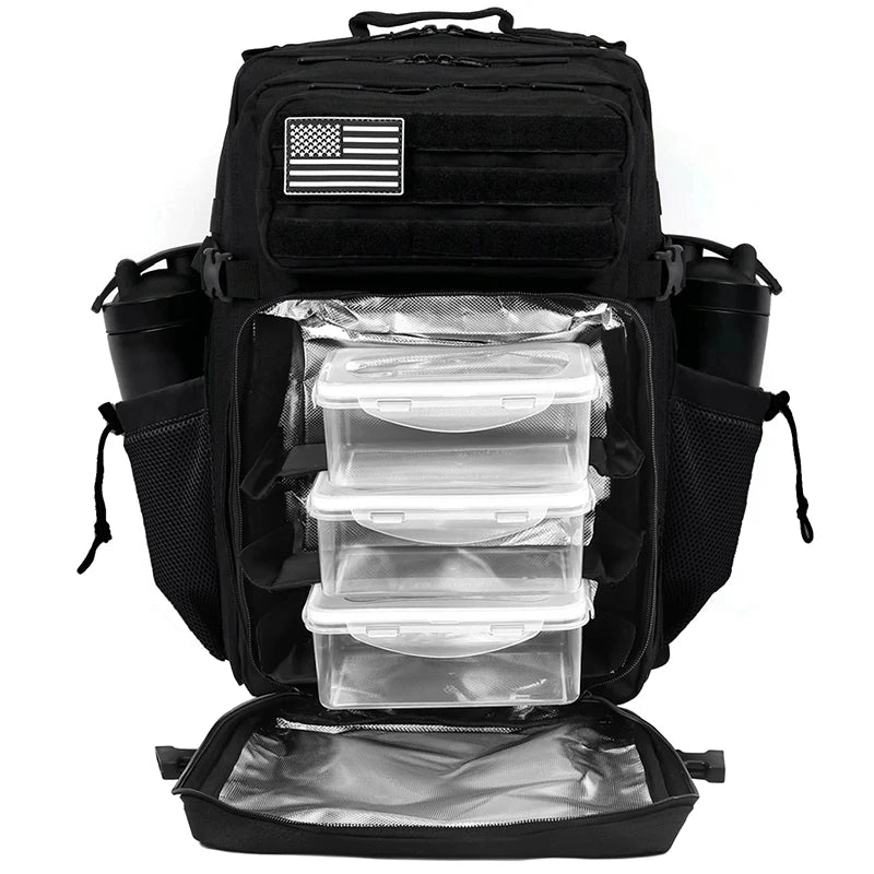 45L Meal Prep Management Backpack Gym Tactical Waterproof Insulated Lunch Cooler Bag Hiking Camping Travel Rucksack - Smarsty